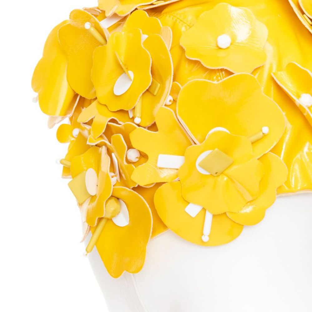 Miu Miu yellow patent leather petals beaded swim cap hat - Picture 6 of 9